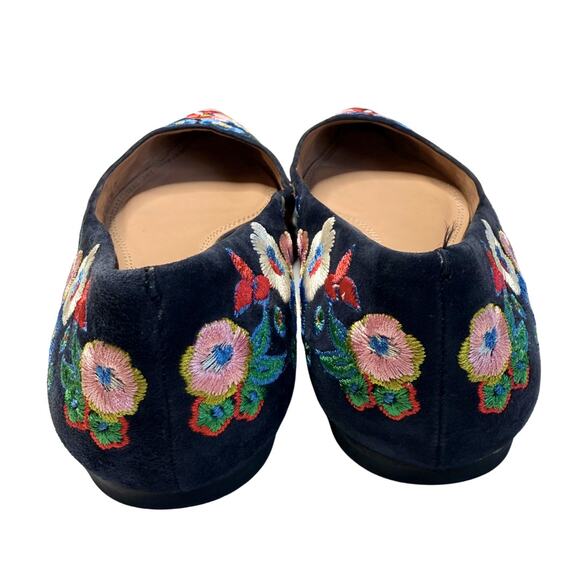 Tory Burch Rosemont Pansy Floral Suede Leather Embroidered Ballet Flats Size 7 - Picture 13 of 14